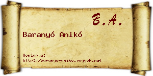 Baranyó Anikó névjegykártya